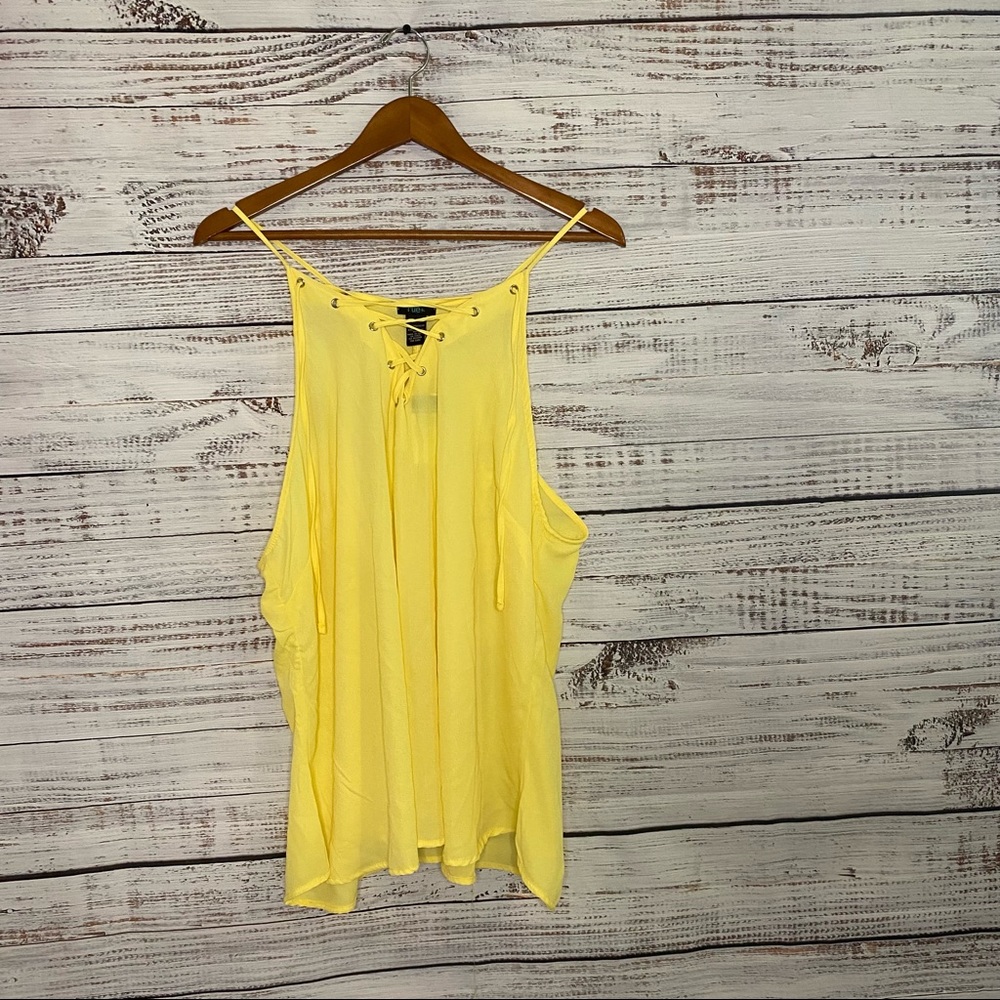 NWT Yellow Sheer Blouse Tank Top Tie Up Detail
